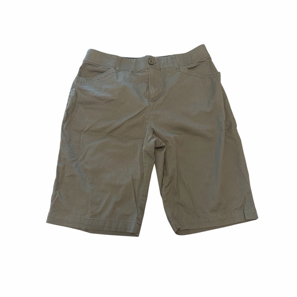 Christopher & Banks Olive Green Bermuda Shorts Size 12 Casual 11” Inseam